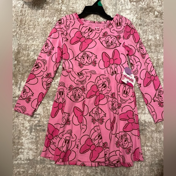 Disney Pink Minnie Mouse  Character Print Long Sleeve Dress size 5T-NWT - Picture 5 of 5